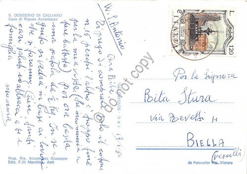 Cartolina San Desiderio di Calliano Casa di Riposo Accomazzo 1980
