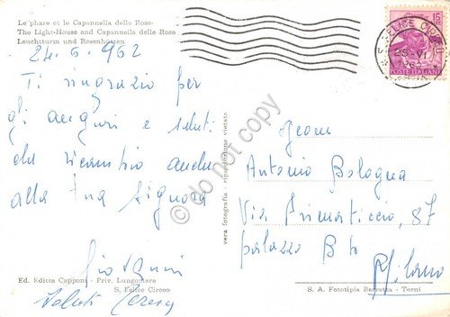 Cartolina San Felice Circeo Faro e Capannella delle Rose 1962 | Immagine Gallery 2