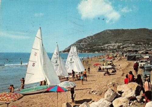 Cartolina San Felice Circeo Spiaggia anni '70 (Latina)