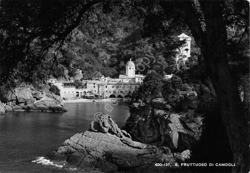 Cartolina San Fruttuoso di Camogli Albergo ristorante 1953 (Genova)