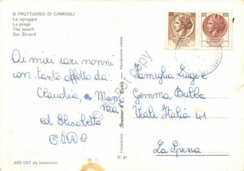 Cartolina San Fruttuoso di Camogli spiaggia 1978