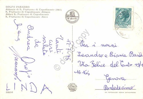 Cartolina San Fruttuoso di Capodimonte panorama dall'alto con spiaggia 1975 | Immagine Gallery 2