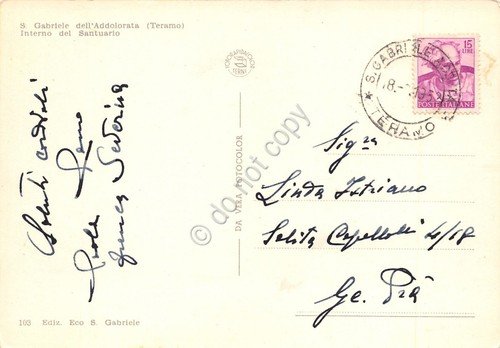 Cartolina San Gabriele dell'Addolorata Teramo santuario interno 1952 | Immagine Gallery 2