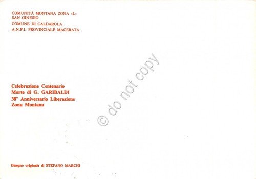 Cartolina San Ginesio Caldarola Centenario Morte Garibaldi a cavallo 1982 …