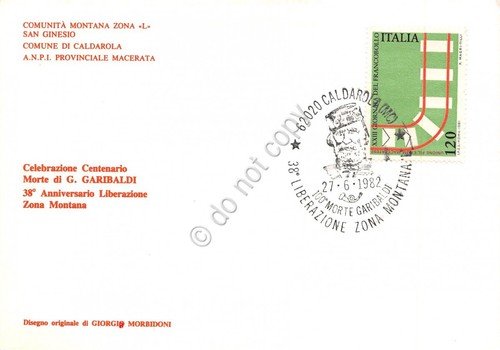 Cartolina San Ginesio Caldarola Centenario Morte Garibaldi Ill Morbidoni 1982