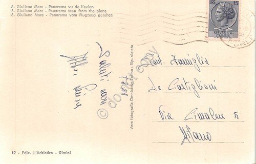 Cartolina San Giuliano Mare Panorama aereo spiaggia 1958 grinza | Immagine Gallery 2