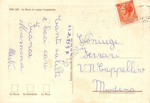 Cartolina San Leo Rocca di origine longobarda 1957 illustrata | Immagine Gallery 2