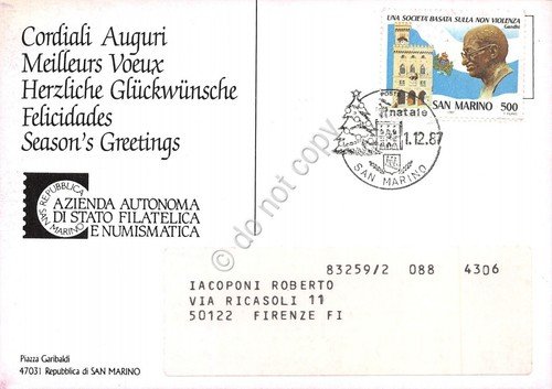 Cartolina San Marino 75 Anniversario Unione postale 1987
