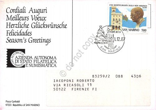 Cartolina San Marino 75 Anniversario Unione postale 1987