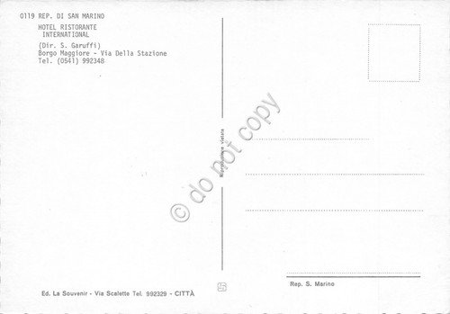 Cartolina San Marino Hotel Ristorante International