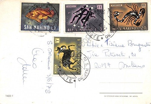 Cartolina San Marino vedute Notturno bella affrancatura 1972 | Immagine Gallery 2