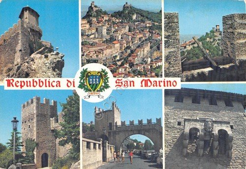 Cartolina San Marino vedute stemma