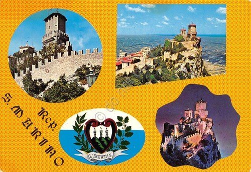 Cartolina San Marino vedute varie cartolina grafica | Immagine principale
