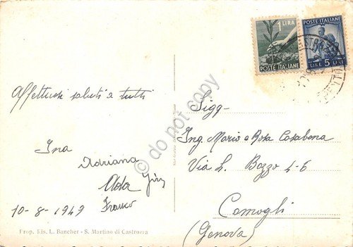 Cartolina San Martino di Castrozza Grand Hotel colla cima Rosetta …