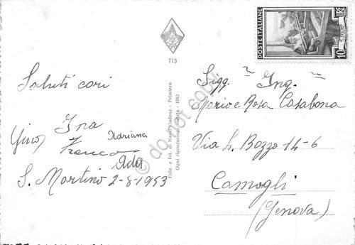 Cartolina San Martino di Castrozza Palace Hotel Sass Maor 1953