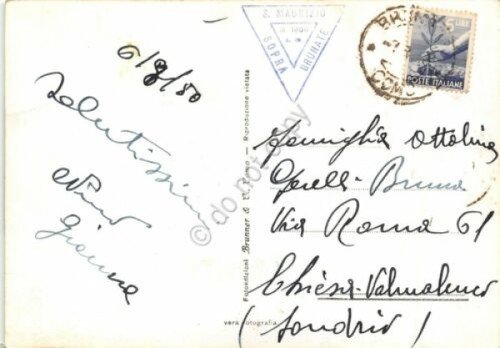 Cartolina San Maurizio sopra Brunate vedute varie 1950 timbro
