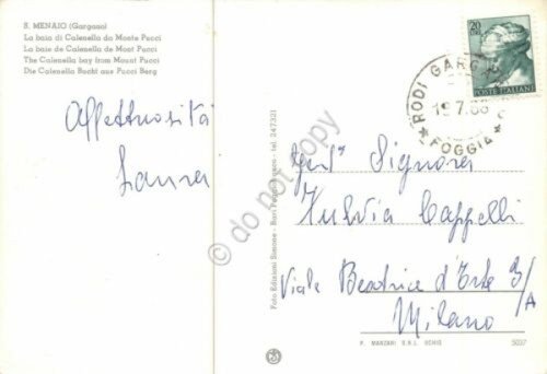 Cartolina San Menaio Gargano Baia Colenella da Monte Pucci 1966