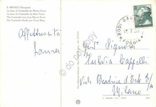 Cartolina San Menaio Gargano Baia Colenella da Monte Pucci 1966