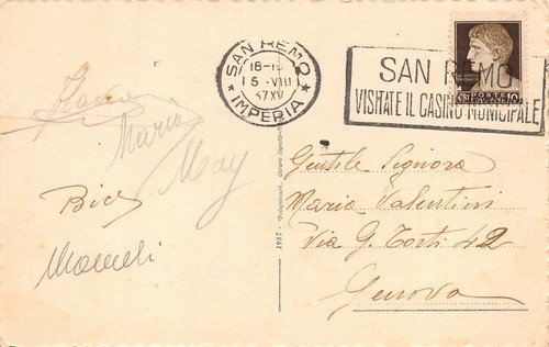 Cartolina San Remo Casinò 1937