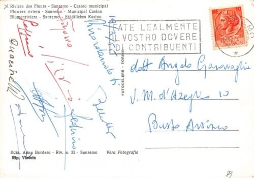 Cartolina San Remo Casinò auto d'epoca 1955 (Imperia)