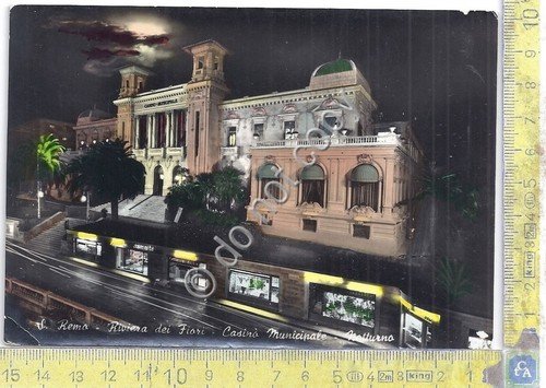 Cartolina San Remo Casinò Municipale Notturno colorata 1955 (Imperia) | Immagine principale