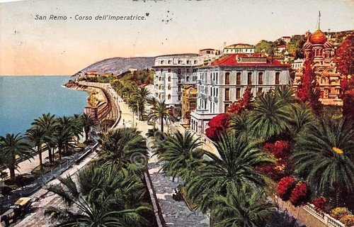 Cartolina San Remo Corso dell'Imperatrice illustrata 1939 | Immagine principale