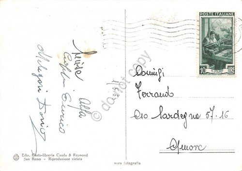 Cartolina San Remo Corso Imperatrice Casinò auto d'epoca 1953 (Imperia)