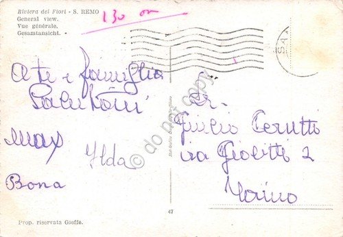 Cartolina San Remo Panorama da terrazze anni '50 (Imperia) | Immagine Gallery 2