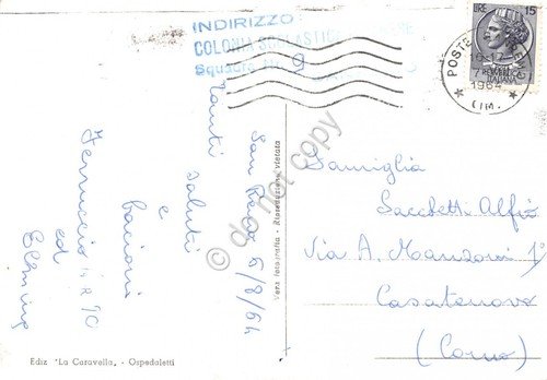 Cartolina San Remo Panorama dall'alto uccelli su fili elettrici 1964 …