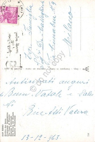 Cartolina San Remo Passeggiata Imperatrice 1963 (Imperia)