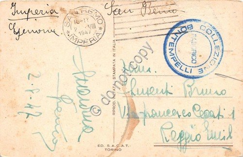 Cartolina San Remo Passeggiata Imperatrice animata 1947