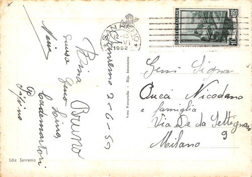 Cartolina San Remo Raccolta dei Garofani 1952 | Immagine Gallery 2