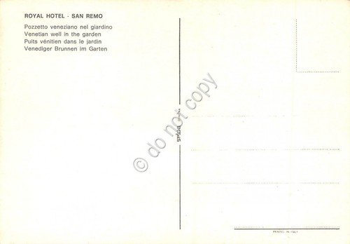 Cartolina San Remo Royal Hotel Pozzetto veneziano nel giardino | Immagine Gallery 2