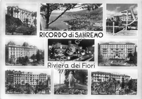 Cartolina San Remo vedute varie 1958 (Imperia)