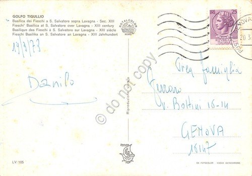 Cartolina San Salvatore sopra Lavagna Basilica dei Fieschi 1973 | Immagine Gallery 2