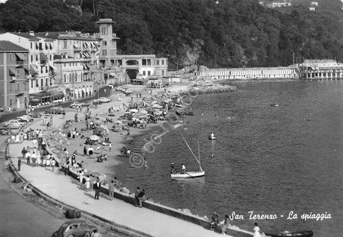 Cartolina San Terenzo spiaggia strada edifici animata 1960 | Immagine principale