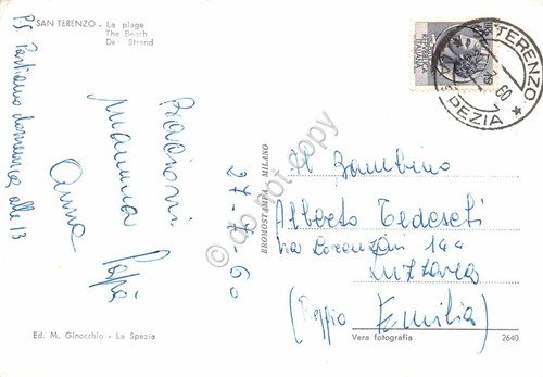 Cartolina San Terenzo spiaggia strada edifici animata 1960 | Immagine Gallery 2