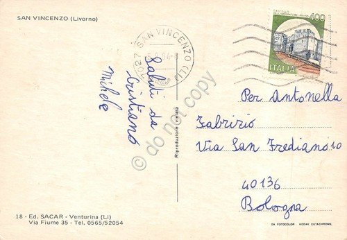 Cartolina San Vincenzo 3 vedute spiaggia panorama aereo (Livorno)
