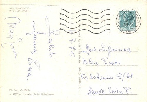 Cartolina San Vincenzo Riva degli Etruschi 1975 (Livorno)