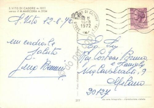 Cartolina San Vito di Cadore verso Marcora la strada 1972
