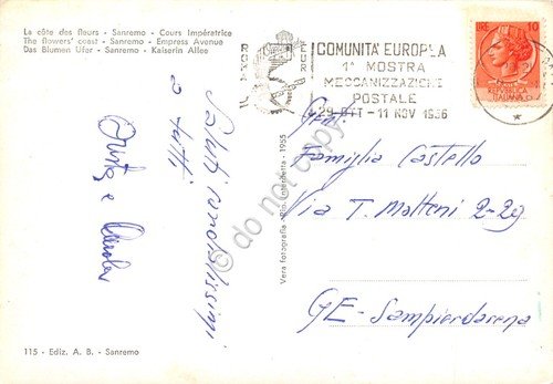 Cartolina Sanremo Corso Imperatrice colorata Timbro Meccanizzazione Postale | Immagine Gallery 2