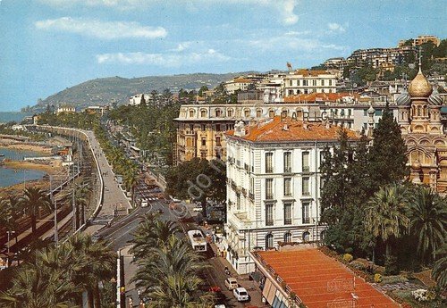 Cartolina Sanremo Corso Imperatrice e passeggiata dall'alto (Imperia)