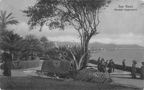 Cartolina Sanremo Giardini Imperatrice animata abiti d'epoca anni '30 | Immagine principale