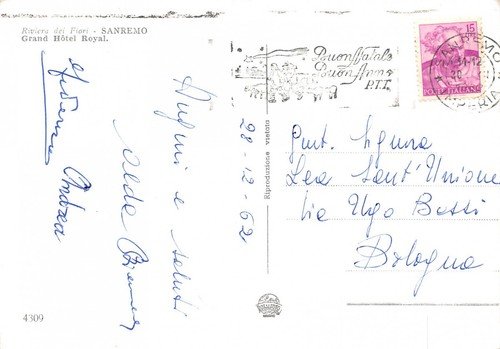 Cartolina Sanremo Grand Hotel Royal 1962 | Immagine Gallery 2