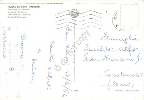 Cartolina Sanremo panorama da Coldirodi 1964 (Imperia) | Immagine Gallery 2