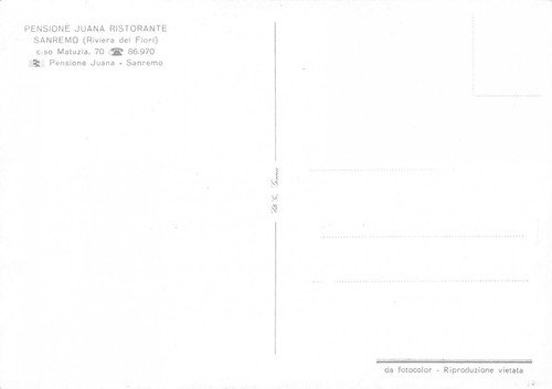 Cartolina Sanremo Pensione Juana Vedutine