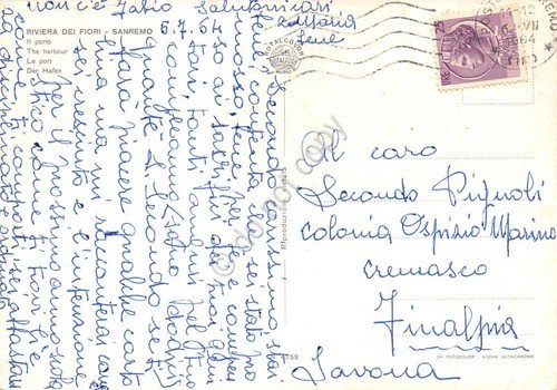 Cartolina Sanremo Porto Marinai 1964