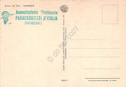 Cartolina Sanremo vedute pin up Timbro paracadutisti d'Italia | Immagine Gallery 2