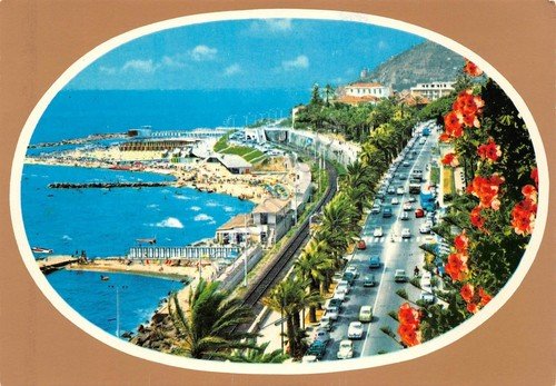Cartolina Sanremo Via Aurelia e spiaggia di Ponente (Imperia) | Immagine principale