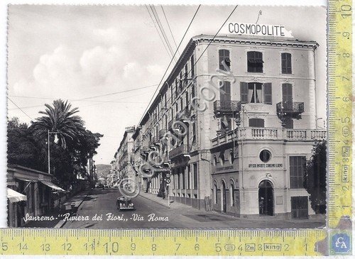 Cartolina Sanremo Via Roma Ufficio Imposte consumo anni '50 (Imperia)